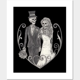 Skeletons loves couple wedding. Posters and Art